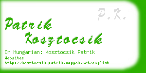 patrik kosztocsik business card